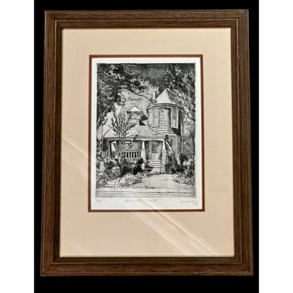 Frank Stack Etching "House With a Turret"-Signed-Numbered-Framed-Print-Fine Art - Picture 8 of 11